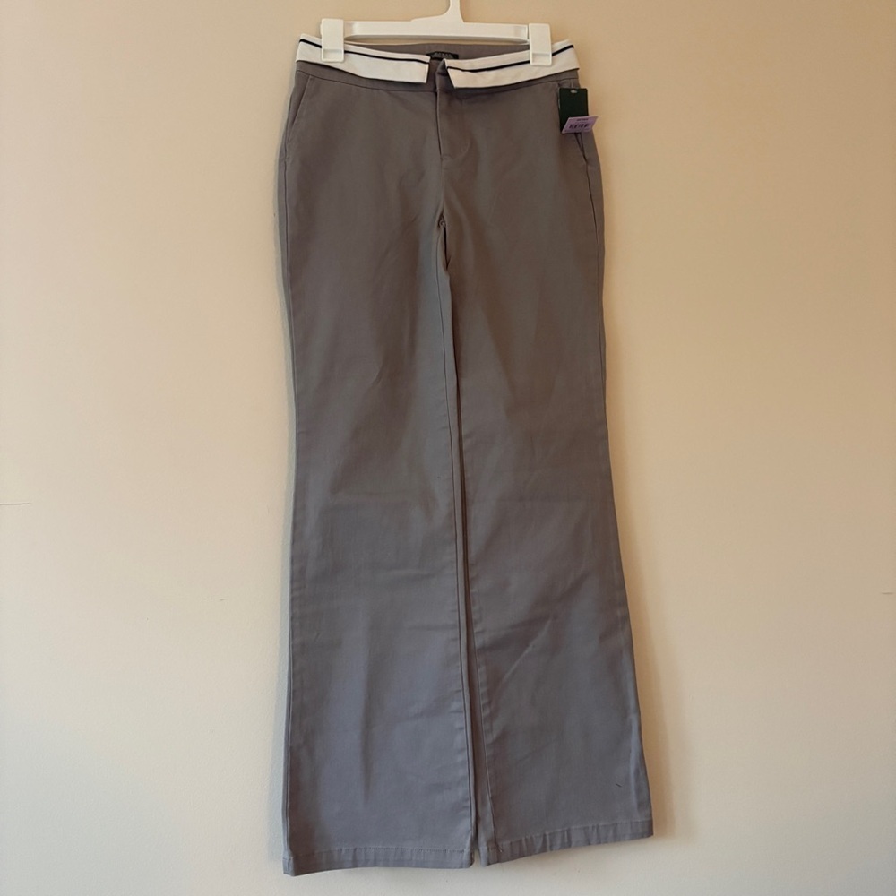 Wild Fable Gray Flare Pants Size 0 – Striped Waistband Cotton Blend Trousers NWT